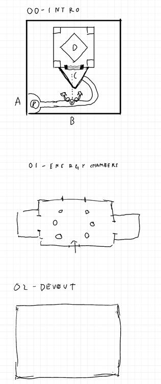 Sketching out the levels into a unified world.