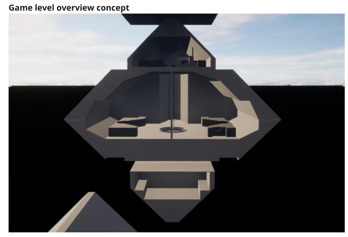 The diamond structure that would house the three main levels.