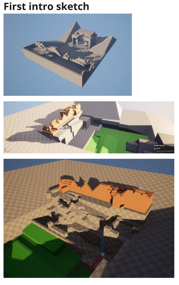 Some iterations of the intro part leading into the temple.