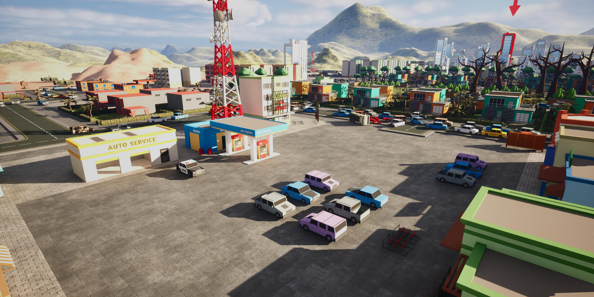 Next to the start is a more open space - This area gives some empty space to focus on taking out enemies (police cars).