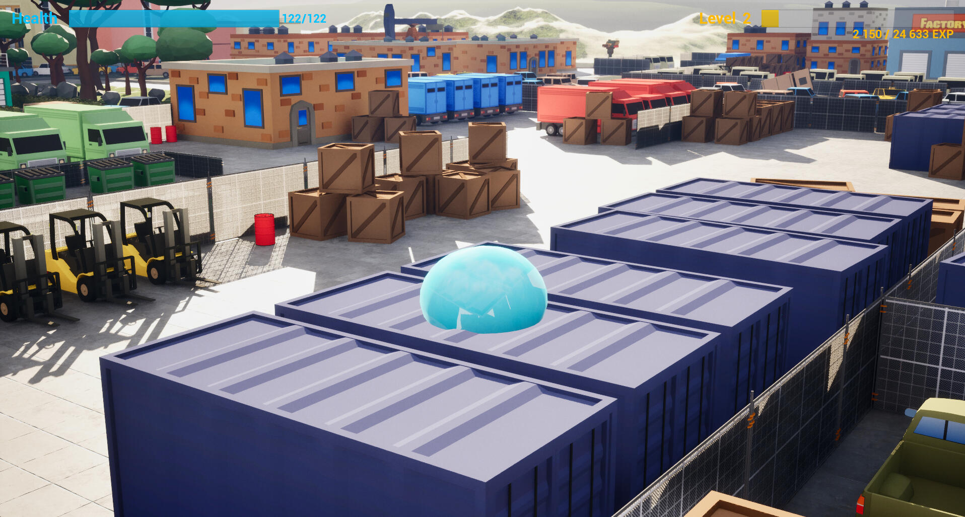 Onboarding area - the player can take their time here. Enemies are placed around the area but wont go after the player before they leave this area.