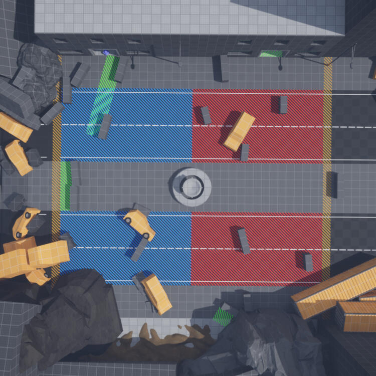 Second iteration - removed a lot of cover and added a new flanking option to the right (the green box).