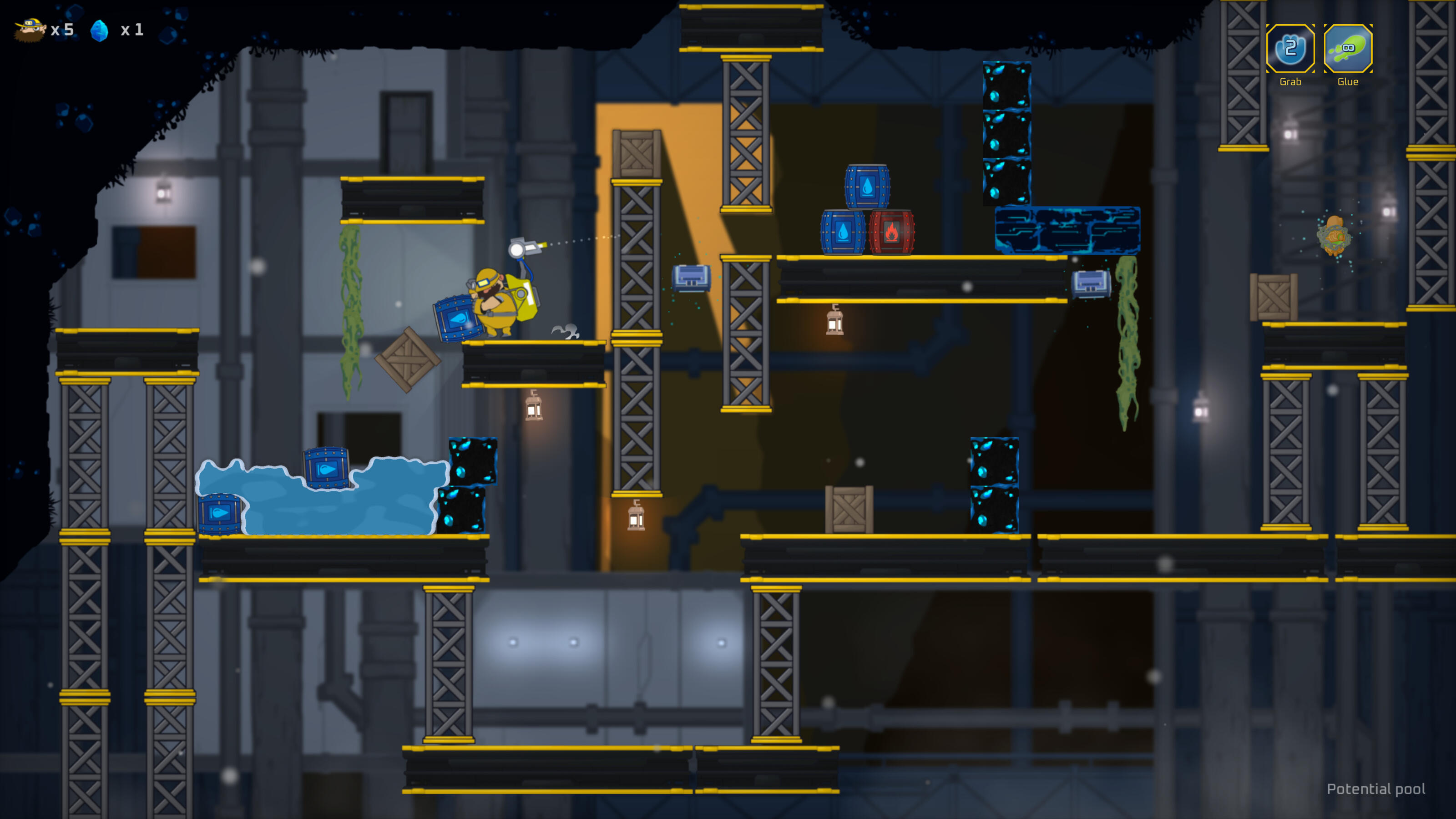 "Potential pool" - Level based on breaking water barrels to fill up a pool that allows the player to progress